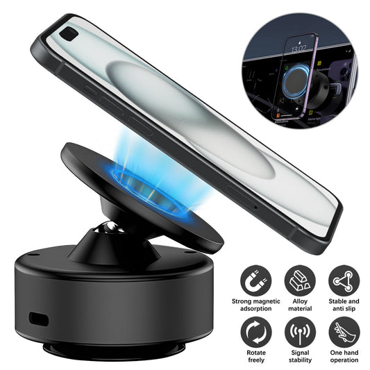 Electric Magnetic Car Phone Mount with Vacuum Suction Cup – Universal Dashboard & Windshield Holder